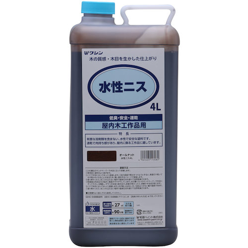 和信ペイント　水性ニス　オールナット　４Ｌ　【品番：911304】