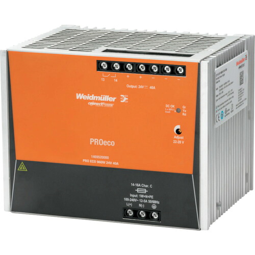 日本ワイドミュラー(weidmuller) 産業用単相スイッチング電源 PROeco 24∨ 40A 1469520000 【品番:PRO ECO 960W 24V 40A】|住設プロ 店