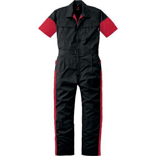 山田辰 カン犀 半袖つなぎ服２５７－００６黒いこと－５Ｌ 【品番：257-006-5L】
