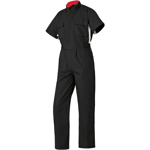 山田辰　スリードラゴン　半袖つなぎ服５０００１－００６ブラック－３Ｌ　【品番：50001-006-3L】