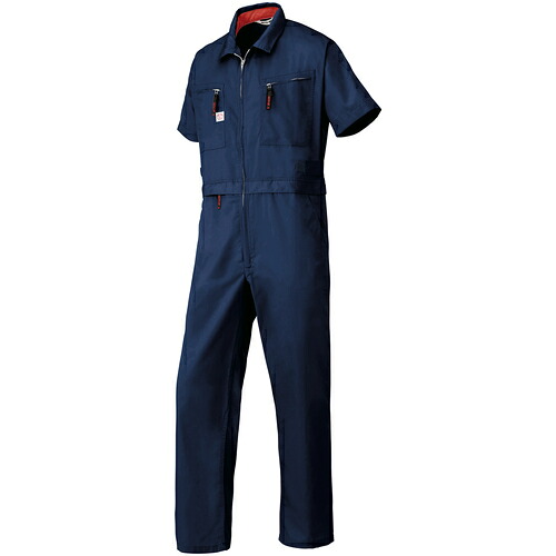山田辰 ＡＵＴＯ－ＢＩ 腰欠けら式半袖つなぎ服６９０１－００１ネイビーブルー－４Ｌ 【品番：6901-001-4L】