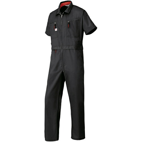 山田辰 ＡＵＴＯ－ＢＩ 腰欠けら式半袖つなぎ服６９０１－００６黒いこと－４Ｌ 【品番：6901-006-4L】