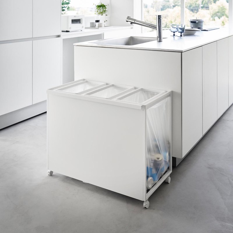 山崎実業 目隠し分別ダストワゴン タワー 45L 3分別 ホワイト 4903208018265 【品番：01826】