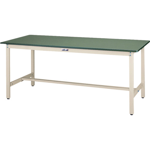 山金工業　ヤマテック　ワークテーブル５００シリーズ　固定式　塩ビシート天板　Ｗ１５００×Ｄ６００×Ｈ７４０ｍｍ　グリーン／ヤマテックアイボリー　【品番：SJR-1560-GI】 33,548円