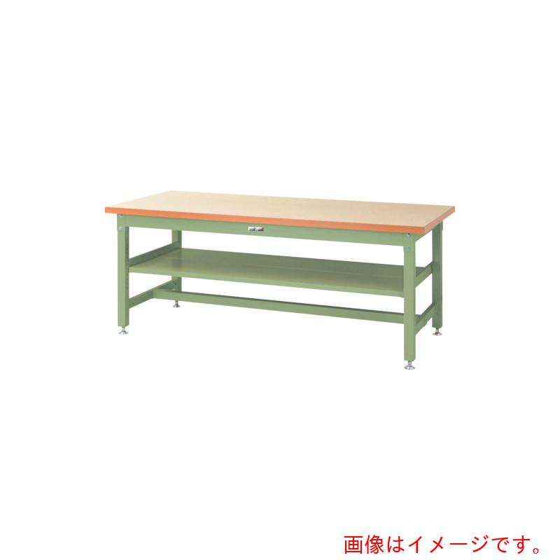 【別途送料あり】山金工業　ヤマテック　ワークテーブル　スーパータイプ　中間（全面）棚板付　１２００&times;７５０&times;Ｈ７４０ｍｍ　アイボリー／ヤマテックグリーン　【品番：SSM-1275S2-IG】｜住設プロ　店