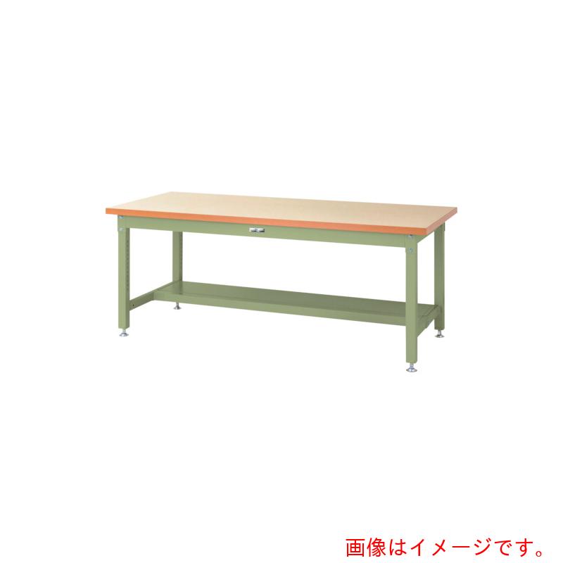 【別途送料あり】山金工業　ヤマテック　ワークテーブル　スーパータイプ　半面棚板１枚付　Ｗ１５００×Ｄ７５０×Ｈ７４０ｍｍ　アイボリー／ヤマテックグリーン　【品番：SSM-1575T-IG】