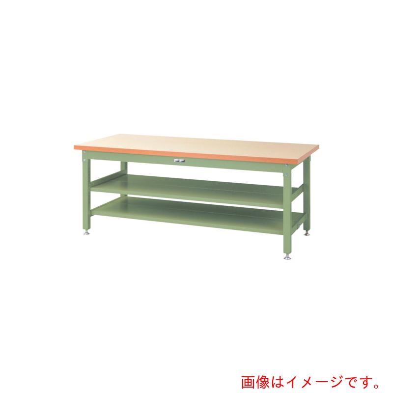 【別途送料あり】山金工業　ヤマテック　ワークテーブル　スーパータイプ　全面棚板付　Ｗ１５００×Ｄ７５０×Ｈ７４０ｍｍ　アイボリー／ヤマテックグリーン　【品番：SSM-1575TTS2-IG】