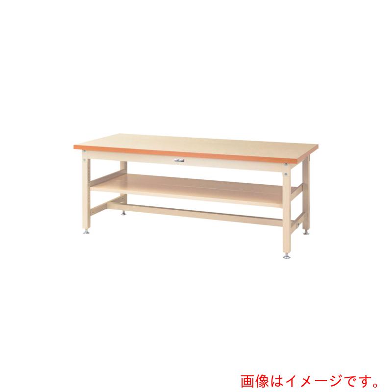 【別途送料あり】山金工業　ヤマテック　ワークテーブル　スーパータイプ　中間（全面）棚板付　１８００×９００×Ｈ７４０ｍｍ　ヤマテックアイボリー　【品番：SSM-1890S2-II】