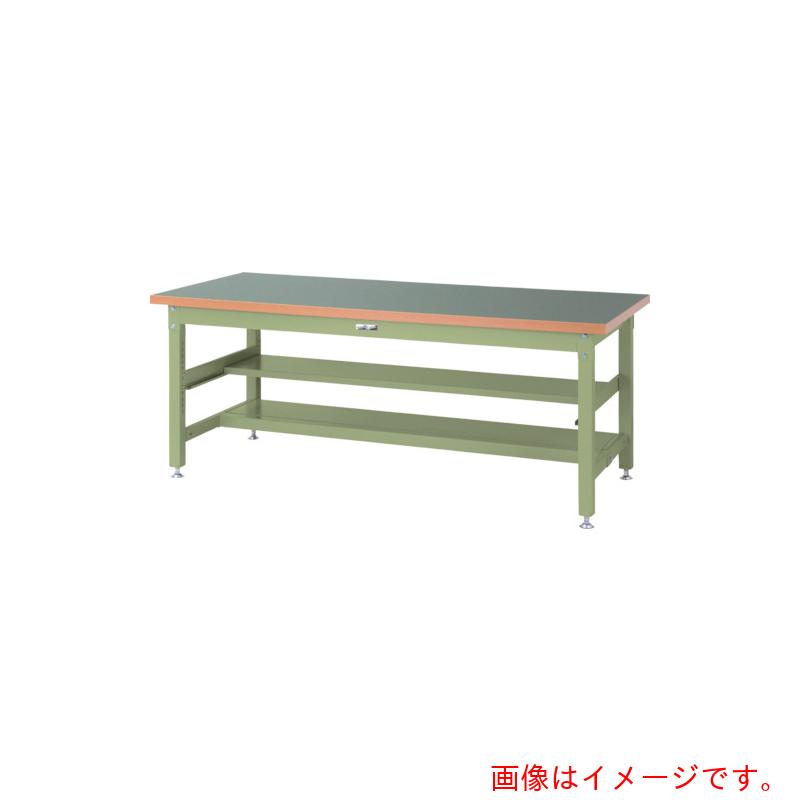 【別途送料あり】山金工業　ヤマテック　ワークテーブル　スーパータイプ　塩ビシート天板　中間（半面）棚板付　１２００×７５０×Ｈ７４０ｍｍ　ヤマテックグリーン　【品番：SSR-1275TS1-GG】 66,278円