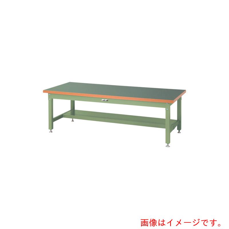 【別途送料あり】山金工業　ヤマテック　ワークテーブル　スーパータイプ　塩ビシート天板　半面棚板１枚付　Ｗ１５００&times;Ｄ７５０&times;Ｈ６００ｍｍ　ヤマテックグリーン　【品番：SSRL-1575T-GG】｜住設プロ　店