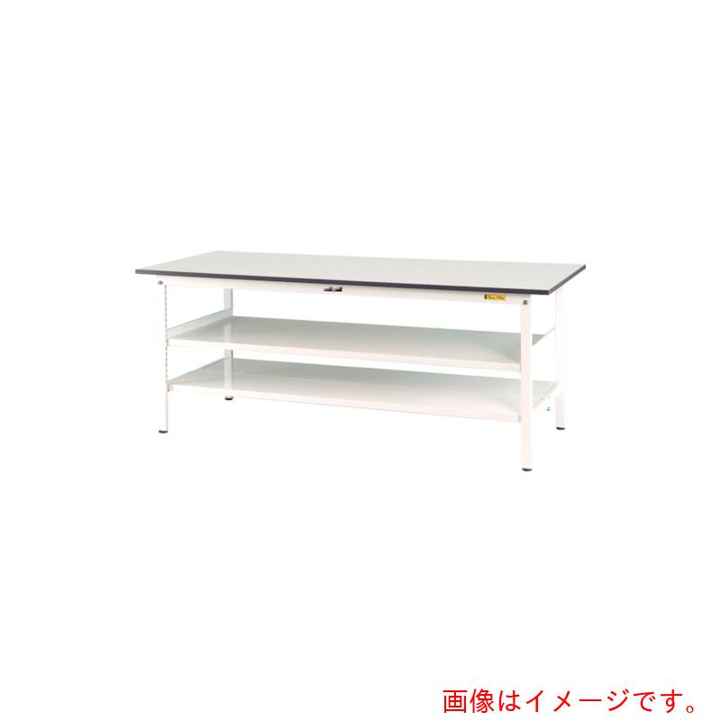 【別途送料あり】山金工業　ヤマテック　ワークテーブル１５０シリーズ　固定式　中間棚・全面棚板付　Ｗ１２００×６００×Ｈ７４０ｍｍ　シルキーホワイト色　【品番：SUP-1260TTF-WW】
