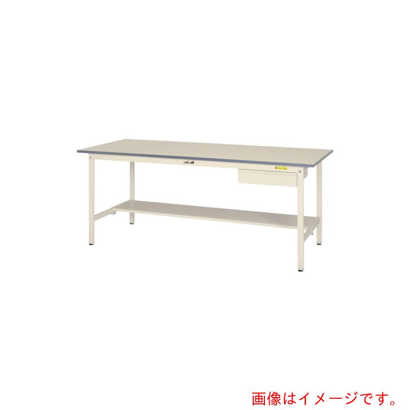 【別途送料あり】山金工業　ヤマテック　ワークテーブル１５０シリーズ　固定式　キャビネット・半面棚板付　Ｗ１５００×Ｄ９００×Ｈ７４０ｍｍ　シルキーホワイト色　【品番：SUP-1590UT-WW】