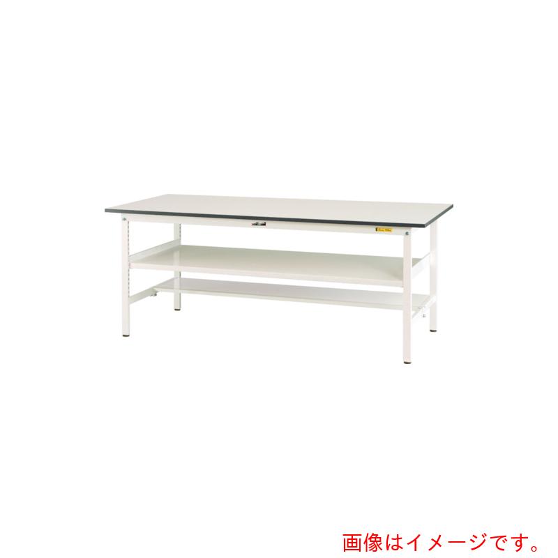 【別途送料あり】山金工業　ヤマテック　ワークテーブル１５０シリーズ　固定式　中間棚・半面棚板付　Ｗ１８００×Ｄ４５０×Ｈ７４０ｍｍ　シルキーホワイト色　【品番：SUP-1845TF-WW】