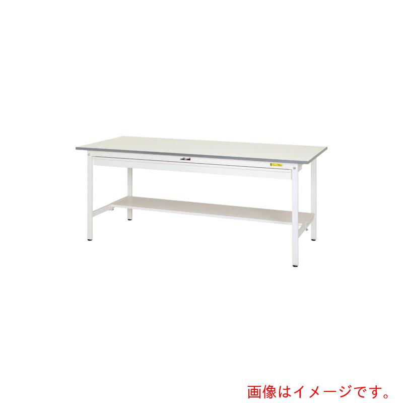 【別途送料あり】山金工業 ヤマテック ワークテーブル150シリーズ 固定式 ワイド引出し・半面棚板付 W1800×D600×H740mm シルキーホワイト 【品番:SUP-1860WT-WW】|住設プロ 店
