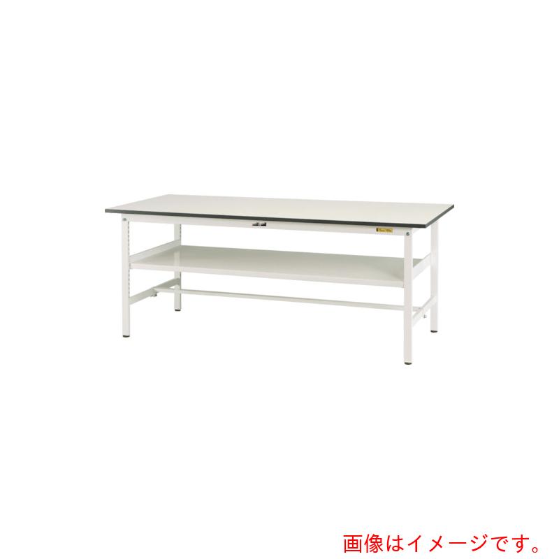 【別途送料あり】山金工業　ヤマテック　ワークテーブル１５０シリーズ　固定式　中間棚板付　Ｗ１８００×Ｄ７５０×Ｈ７４０ｍｍ　シルキーホワイト色　【品番：SUP-1875F-WW】