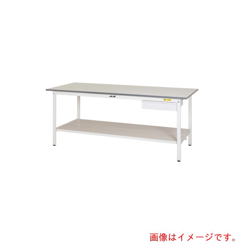 【別途送料あり】山金工業　ヤマテック　ワークテーブル１５０シリーズ　固定式　キャビネット・全面棚板付　Ｗ１８００×７５０×Ｈ７４０ｍｍ　シルキーホワイト色　【品番：SUP-1875UTT-WW】