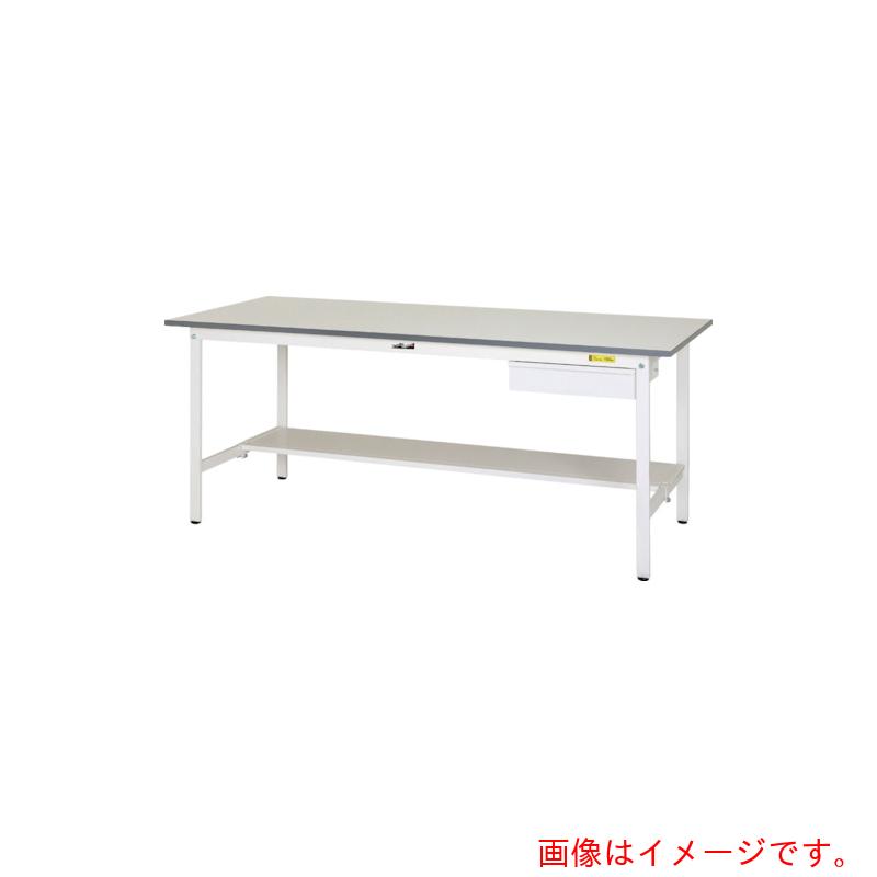 山金工業 ヤマテック ワークテーブル１５０シリーズ 固定式 キャビネット・半面棚板付 Ｗ９００×Ｄ７５０×Ｈ７４０ｍｍ シルキーホワイト色 【品番：SUP-975UT-WW】