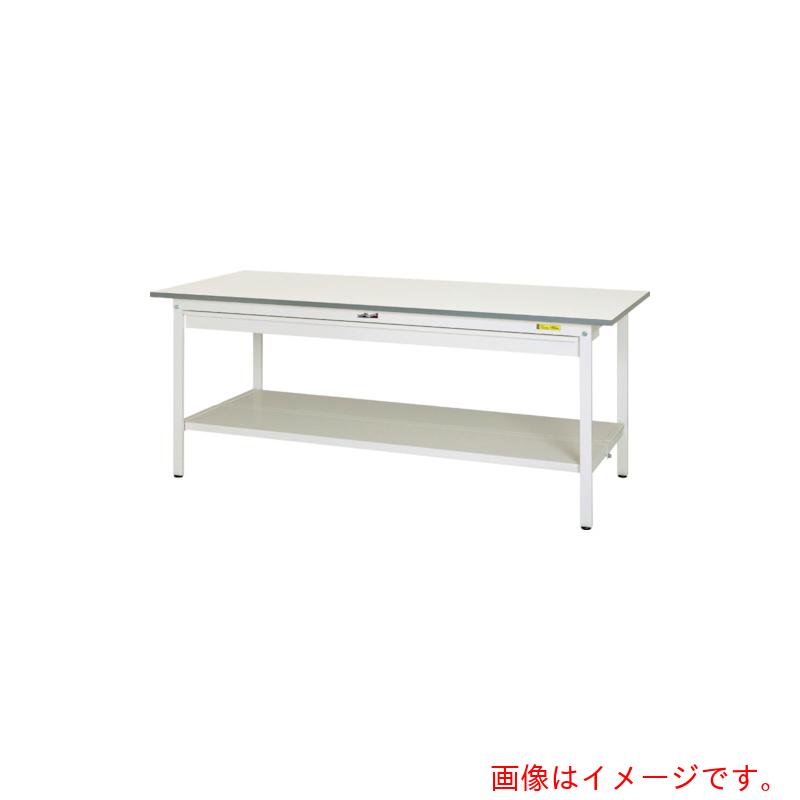 【別途送料あり】山金工業 ヤマテック ワークテーブル150シリーズ 固定式 ワイド引出し・全面棚板付 W900×D750×H740mm シルキーホワイト色 【品番:SUP-975WTT-WW】|住設プロ 店