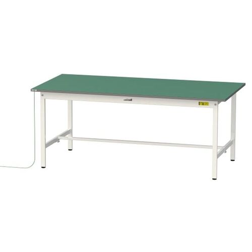 【別途送料あり】山金工業　ヤマテック　ワークテーブル１５０シリーズ　導電性ゴムマット貼りタイプ　固定式　Ｗ１８００×Ｄ９００×Ｈ７４０ｍｍ　緑マット／シルキーホワイト　【品番：SUPE-1890-WW】