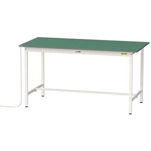 【別途送料あり】山金工業　ヤマテック　ワークテーブル１５０シリーズ　導電性ゴムマット貼りタイプ　固定式　Ｗ１８００×Ｄ９００×Ｈ９５０ｍｍ　緑マット／シルキーホワイト　【品番：SUPEH-1890-WW】