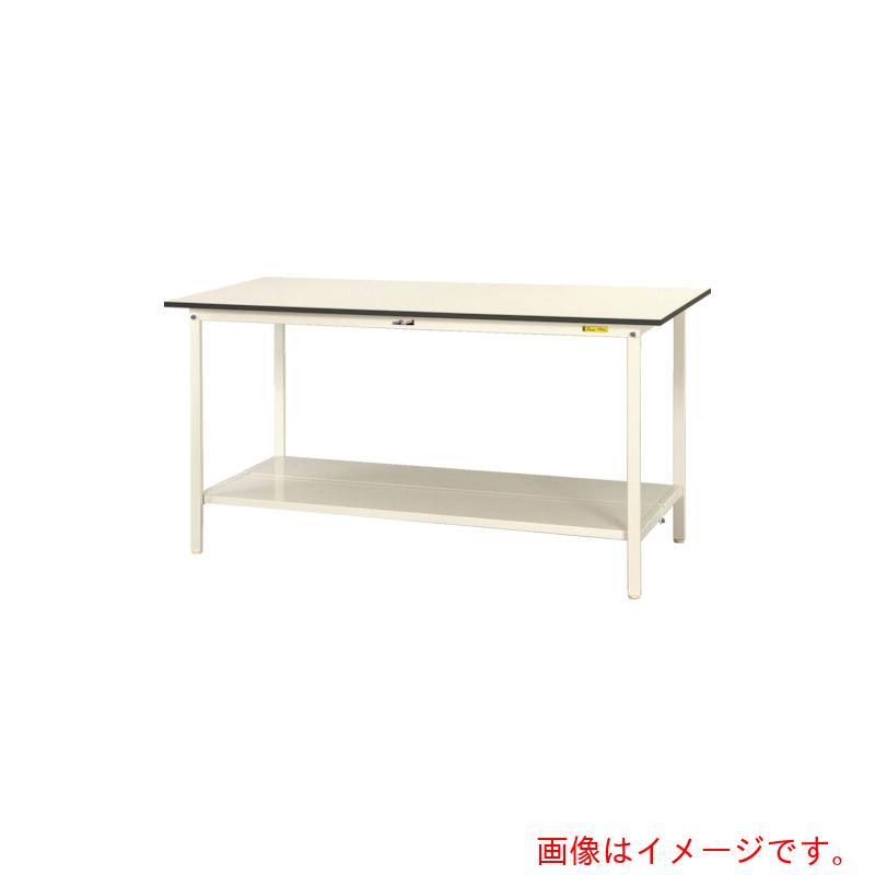 山金工業　ヤマテック　ワークテーブル１５０シリーズ　固定式　全面棚板付　Ｗ１２００×Ｄ６００×Ｈ９５０ｍｍ　シルキーホワイト　【品番：SUPH-1260TT-WW】