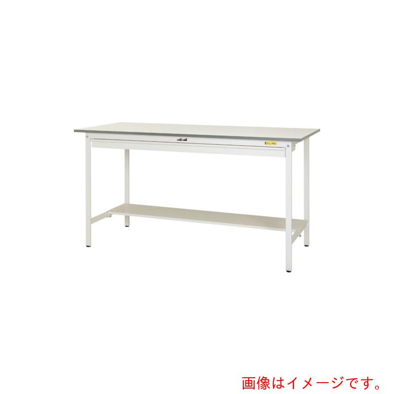 【別途送料あり】山金工業 ヤマテック ワークテーブル150シリーズ 固定式 ワイド引出し・半面棚板付 W1200×D750×H950mm シルキーホワイト 【品番:SUPH-1275WT-WW】|住設プロ 店