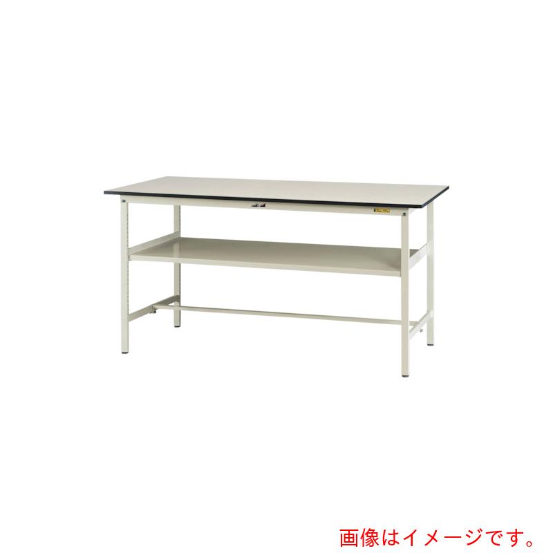 【別途送料あり】山金工業　ヤマテック　ワークテーブル１５０シリーズ　固定式　中間棚板付　Ｗ１５００×Ｄ９００×Ｈ９５０ｍｍ　シルキーホワイト　【品番：SUPH-1590F-WW】