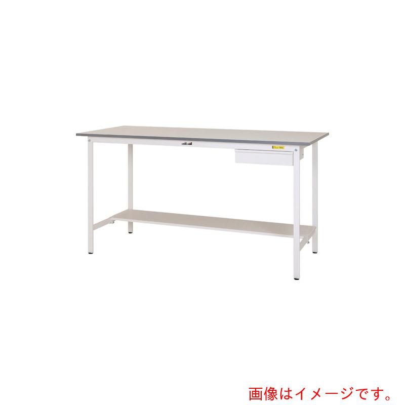 【別途送料あり】山金工業　ヤマテック　ワークテーブル１５０シリーズ　固定式　キャビネット・半面棚板付　Ｗ１８００×Ｄ６００×Ｈ９５０ｍｍ　シルキーホワイト　【品番：SUPH-1860UT-WW】