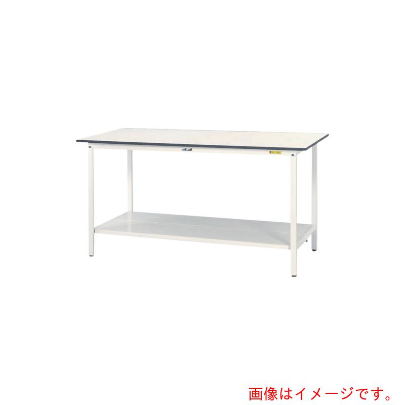 山金工業　ヤマテック　ワークテーブル１５０シリーズ　固定式　全面棚板付　Ｗ６００×Ｄ６００×Ｈ９５０ｍｍ　シルキーホワイト　【品番：SUPH-660TT-WW】