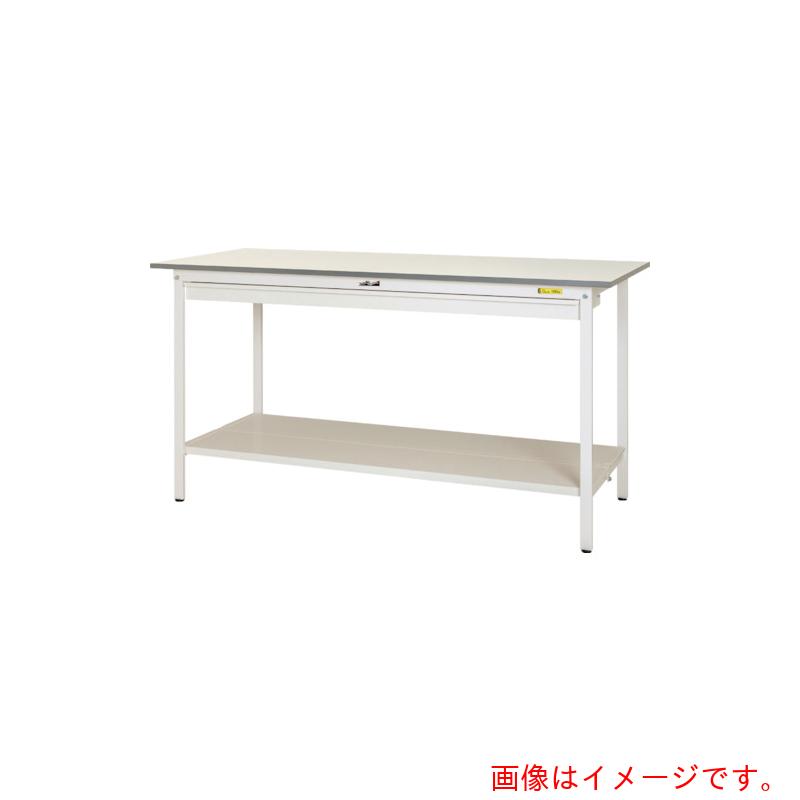 【別途送料あり】山金工業　ヤマテック　ワークテーブル１５０シリーズ　固定式　ワイド引出し・全面棚板付　Ｗ９００×Ｄ６００×Ｈ９５０ｍｍ　シルキーホワイト　【品番：SUPH-960WTT-WW】