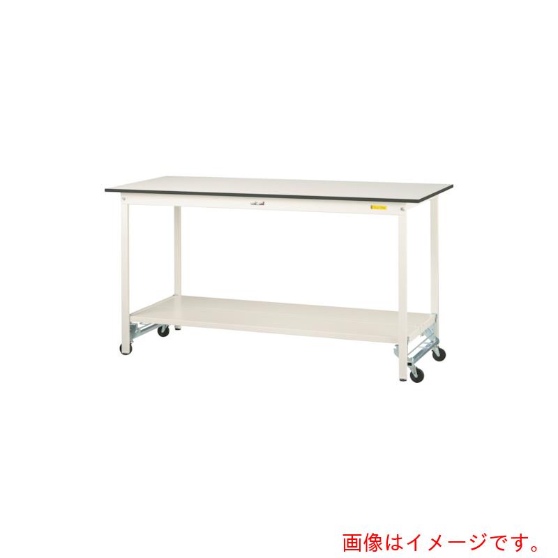 【別途送料あり】山金工業　ヤマテック　ワークテーブル１５０シリーズ　ワンタッチ移動タイプ　全面棚板付　Ｗ１２００&times;Ｄ６００&times;Ｈ９５０ｍｍ　シルキーホワイト　【品番：SUPUH-1260TT-WW】｜住設プロ　店