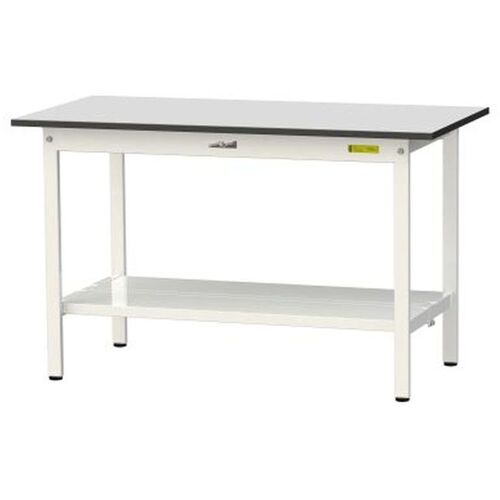 山金工業 ヤマテック ワークテーブル１５０シリーズ 固定式 全面棚板付 ＲｏＨＳ２指令対応塩ビシート天板 Ｗ１２００×Ｄ６００×Ｈ７４０ｍｍ ライトグレー／シルキーホワイト 【品番：SUR-1260TT-GYW】