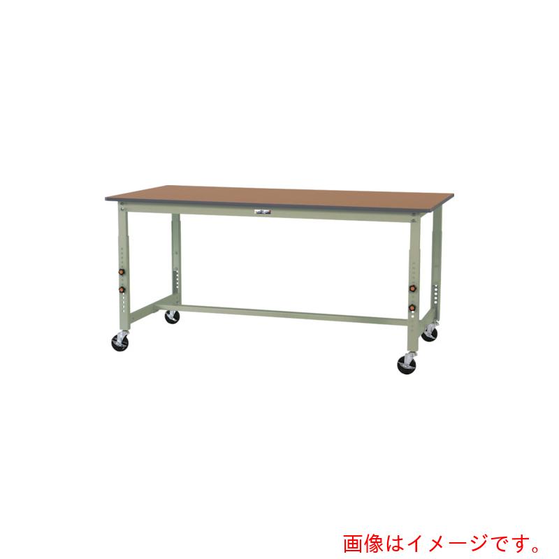 【別途送料あり】山金工業 ヤマテック ワークテーブル300シリーズ 高さ調整タイプ 移動式 ポリエステル天板 W1500×D750×H750~1000mm 木目柄/ヤマテックグリーン 【品番:SWPAC-1575-MG】|住設プロ 店