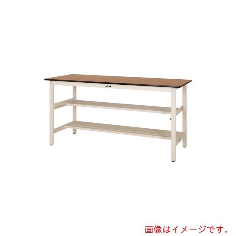【別途送料あり】山金工業　ヤマテック　ワークテーブル３００シリーズ　固定式　中間棚・半面棚板付　ポリエステル天板　Ｗ１５００×６００×Ｈ９００ｍｍ　木目柄／ヤマテックアイボリー　【品番：SWPH-1560TS1-MI】