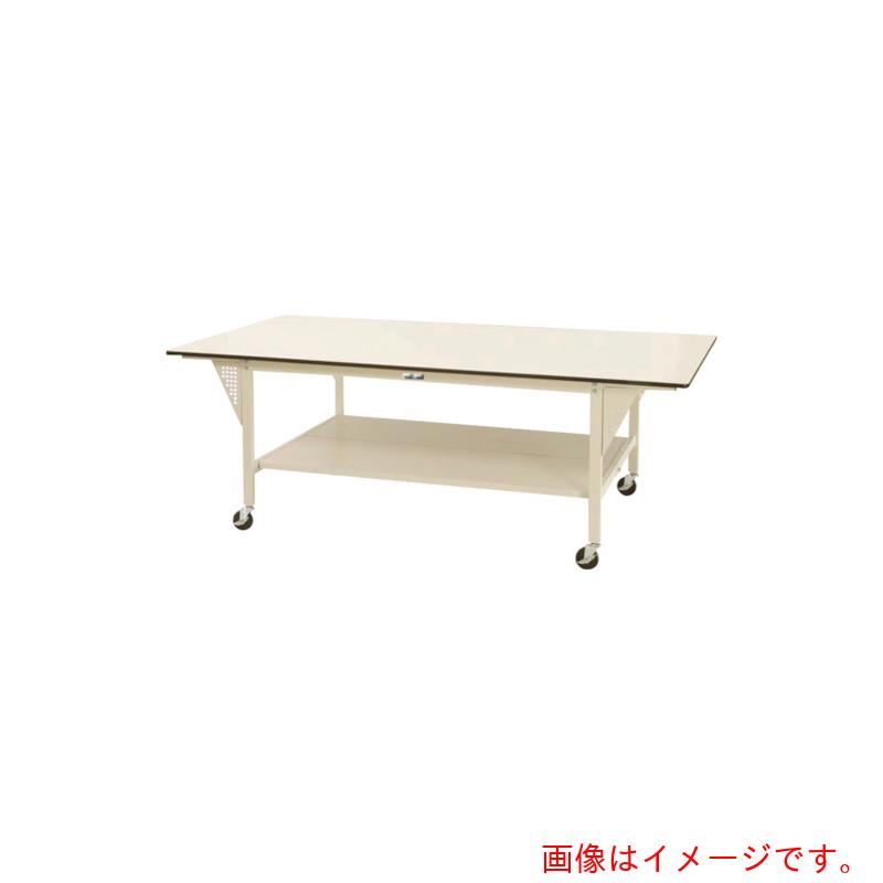 【別途送料あり】山金工業　ヤマテック　ワークテーブル　ワイドタイプ　移動式　全面棚板付　Ｗ２４００×Ｄ１２００×Ｈ８５６ｍｍ　【品番：SWPWC-2412TT-II】