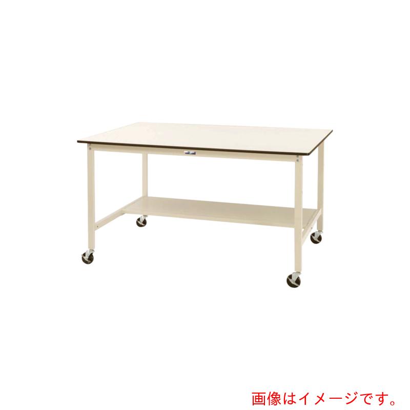 【別途送料あり】山金工業　ヤマテック　ワークテーブル　ワイドタイプ　移動式　半面棚板付　Ｗ１８００×Ｄ１２００×Ｈ１０１６ｍｍ　【品番：SWPWHC-1812T-II】