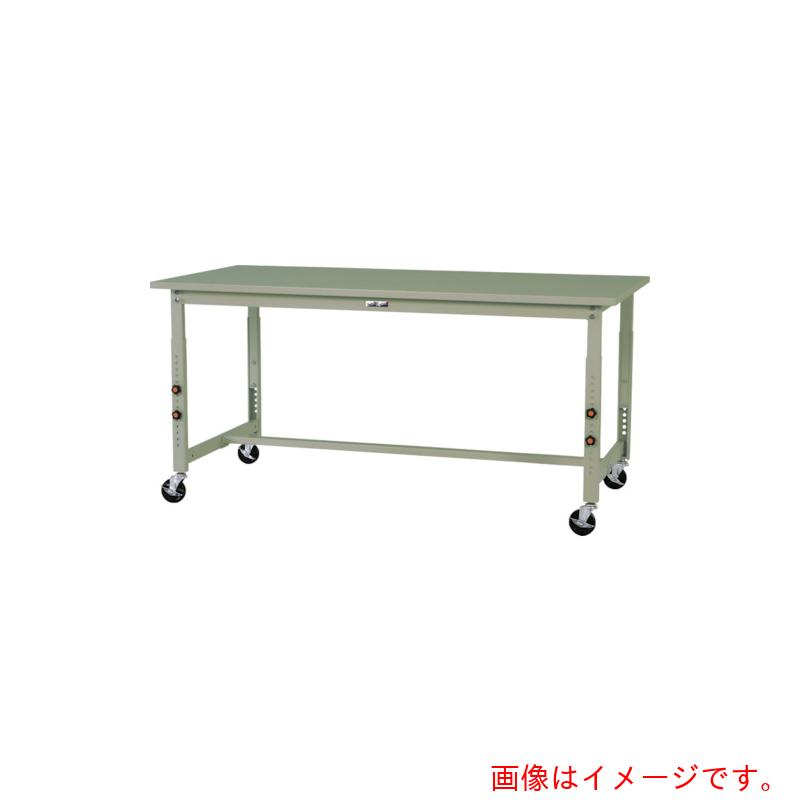【別途送料あり】山金工業　ヤマテック　ワークテーブル３００シリーズ　高さ調整タイプ移動式　スチール天板　Ｗ１２００×６００×Ｈ７５０～１０００ｍｍ　ヤマテックグリーン　【品番：SWSAC-1260-GG】
