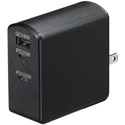 ヤザワコーポレーション　ＵＳＢアダプター３ポートＰＤ１０５Ｗブラック　【品番：VFPD105BK】