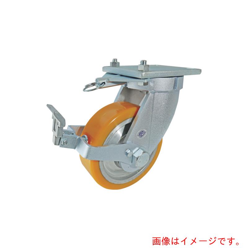 ヨドノ　超重量用高硬度ウレタン自在車ストッパー・旋回ロック付　１５００ｋｇ用　【品番：HDUJ150ST-TL】