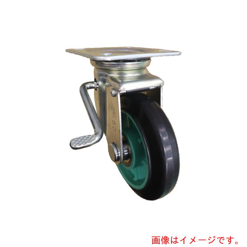 ヨドノ　樹脂ホイル付ゴム車輪（ベアリング入）自在車左ストッパー付　許容荷重２１５．６ｄａＮ　【品番：PNJBL200】｜住設プロ　店