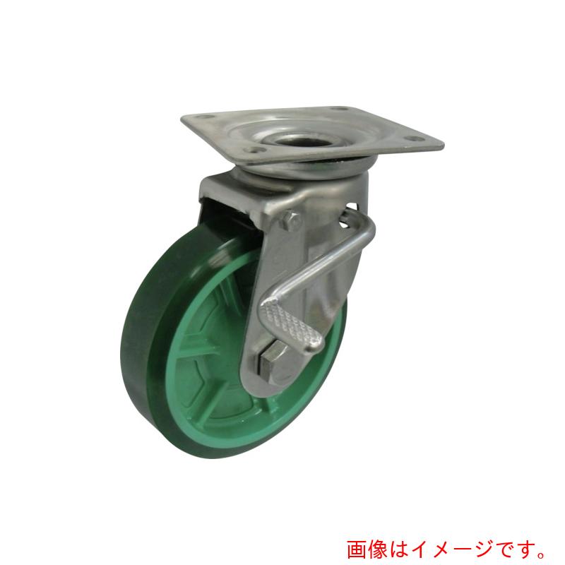 ヨドノ　樹脂製ウレタンゴム車輪ステンレス製自在車ストッパー付　ベアリング無　２００　【品番：PNUAJAB200】