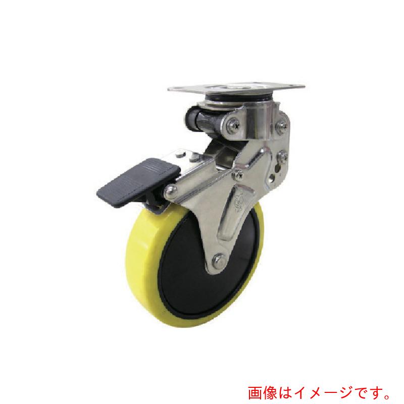ユーエイ プレート式 固定 クッションキャスター 帯電防止ウレタン 車輪径１２５ｍｍ ストッパー付き ＮＰタイプ ＮＰＲ－Ｓ型 取付寸法８２×４０ 【品番：NPR-125SUES-3】