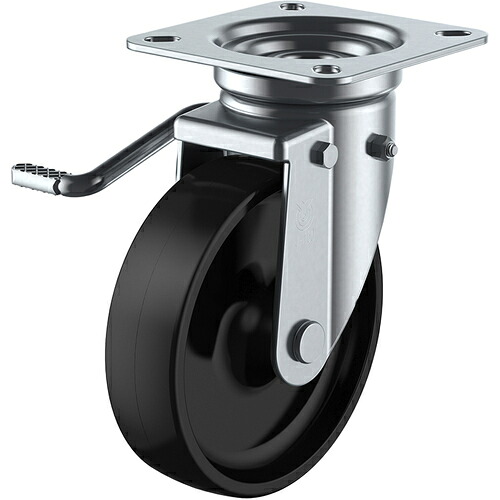 ユーエイ　プレート式　自在　キャスター　フェノール　車輪径１５０ｍｍ　ストッパー付き　Ｊタイプ　ＪＢ（Ｌ）型　取付寸法９４×９４（８７×８７）　【品番：PHJB-150(L)】