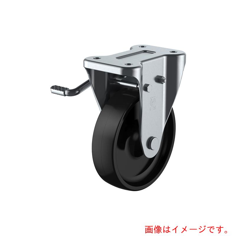 ユーエイ　プレート式　固定　キャスター　フェノール　車輪径１３０ｍｍ　ストッパー付き　Ｊタイプ　ＫＢ（Ｌ）型　取付寸法１００×５６　【品番：PHKB-130(L)】
