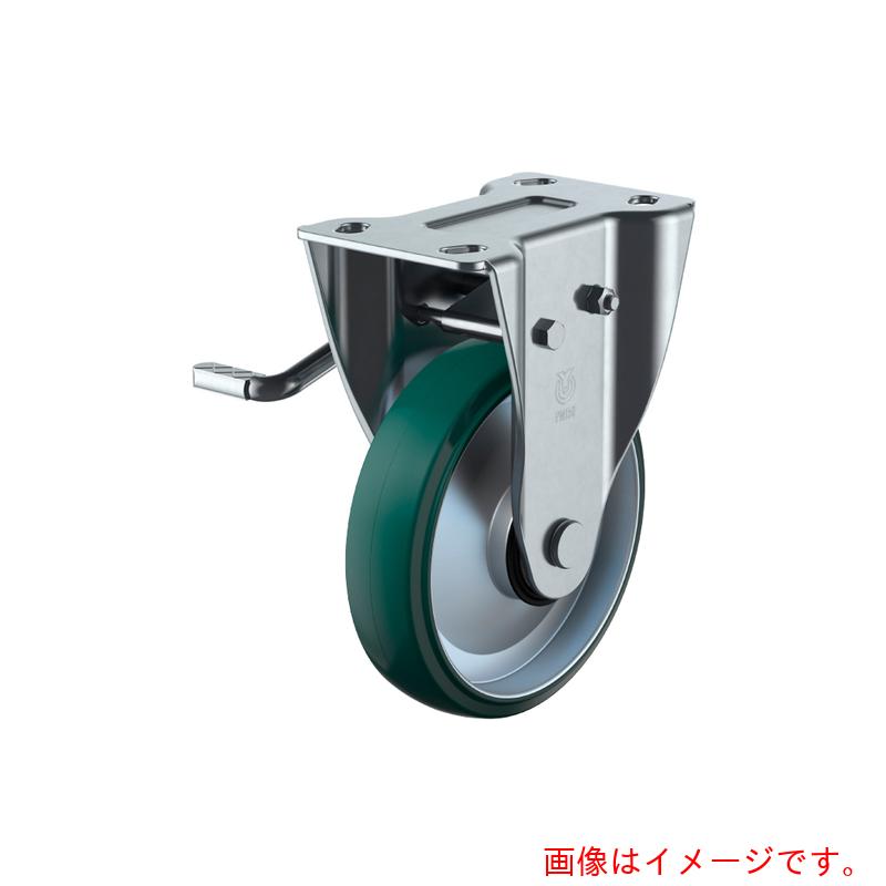 ユーエイ　プレート式　固定　キャスター　ウレタン　車輪径２００ｍｍ　ストッパー付き　ＰＭタイプ　ＰＭＲ－ＬＢ（Ｌ）型　取付寸法１１２×６３　【品番：PMR-200UWBLB(L)INJ】