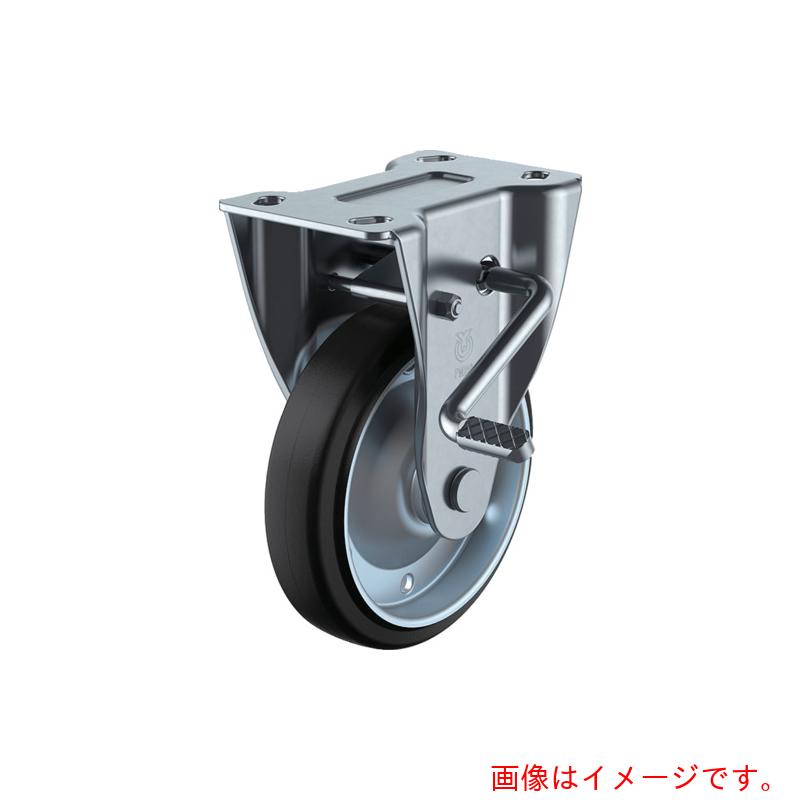 ユーエイ プレート式 固定 キャスター ゴム 車輪径200mm ストッパー付き PMタイプ PMR-LB(R)型 取付寸法112×63 【品番:PMR-200WBLB(R)】