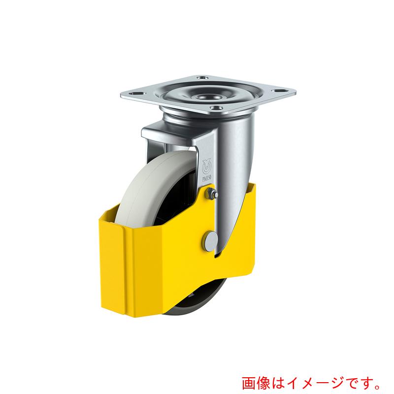 ユーエイ プレート式 自在 巻き込み防止カバー付キャスター ウレタン 車輪径200mm PMタイプ PMS型IPC 取付寸法120×120(105×105) 【品番:PMS-200GUB-IPCY】|住設プロ 店