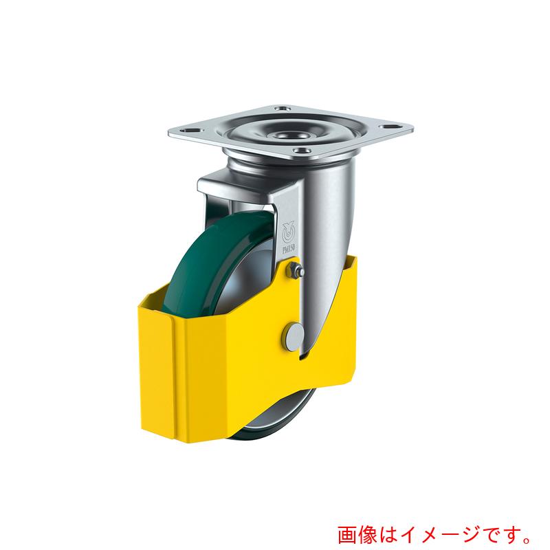 ユーエイ　プレート式　自在　巻き込み防止カバー付キャスター　ウレタン　車輪径２００ｍｍ　　ＰＭタイプ　ＰＭＳ型ＩＰＣ　取付寸法１２０×１２０（１０５×１０５）　【品番：PMS-200UWBINJ-IPCY】