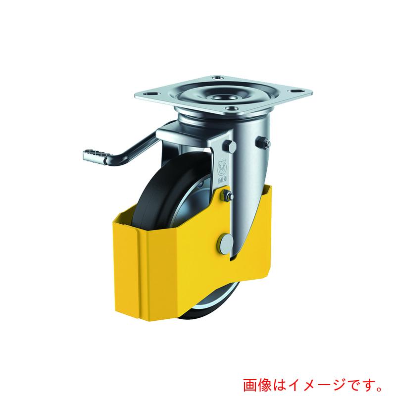 ユーエイ プレート式 自在 巻き込み防止カバー付キャスター ゴム 車輪径２００ｍｍ ストッパー付き ＰＭタイプ ＰＭＳ－ＬＢ型ＩＰＣ 【品番：PMS-200WBLB(L)-IPCY】