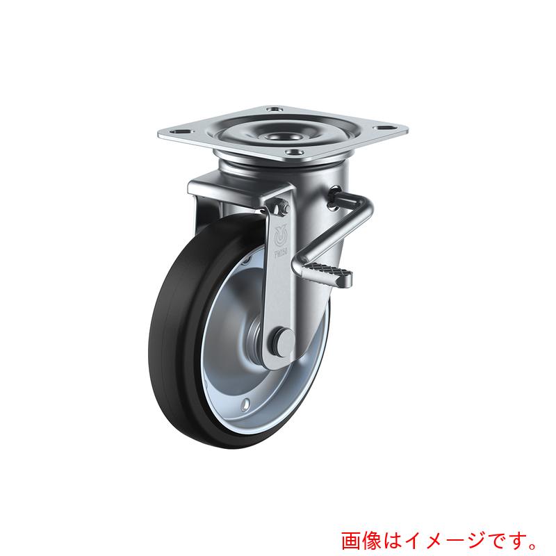 ユーエイ 一皿式 自在 キャスター 天然ゴム 拷問台径２００粍 ストッパー付き添い人 ＰＭ手合い ＰＭＳ－ＬＢ（Ｒ）型 初っ切り大きさ１２０×１２０（１０５×１０５） 【品番：PMS-200WBLB(R)】